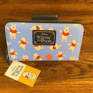 Disney Winnie the Pooh Blue & Red Zip Around Wallet